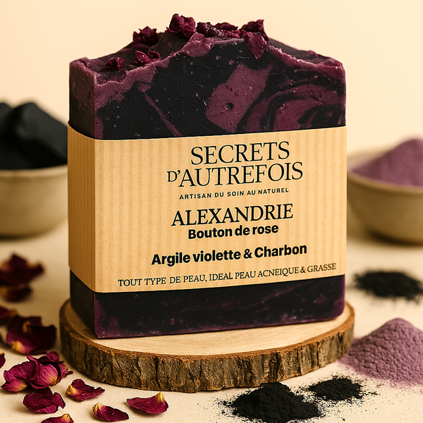 Savon solide Alexandrie au charbon et à l'argile violette – Secrets d'Autrefois
