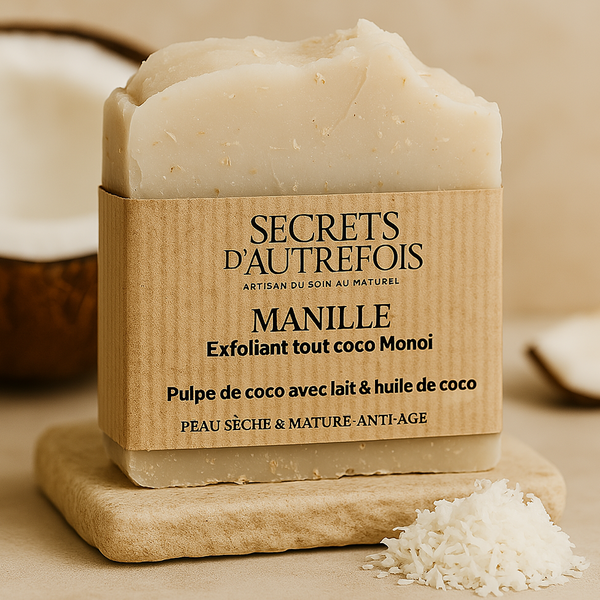 Savon solide Manille au monoï, argile blanche et pulpe de coco – Secrets d'Autrefois